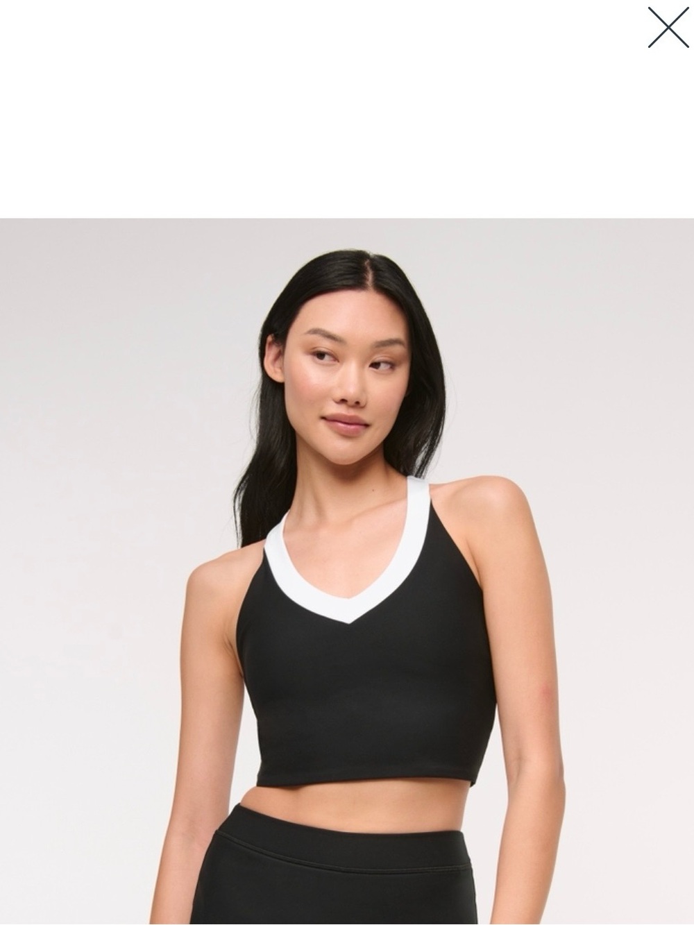 Abercrombie & Fitch Black Cropped V-Neck Tank with White Trim